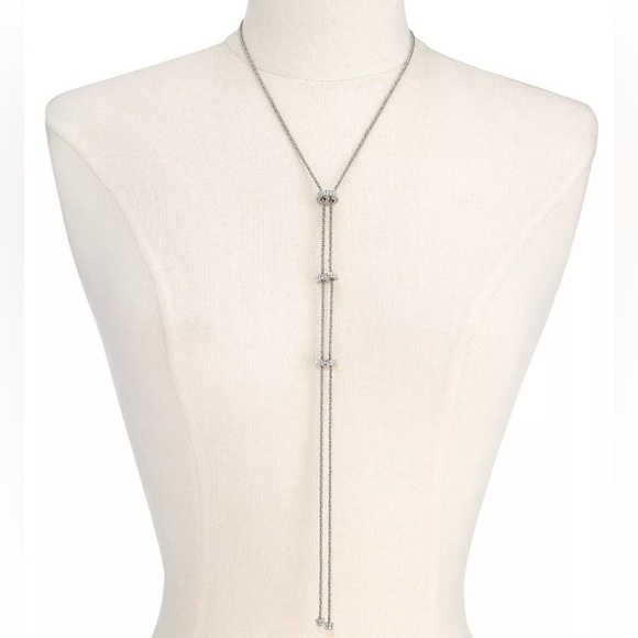 INC silver-tone pavé sliding bead necklace - Picture 8 of 11